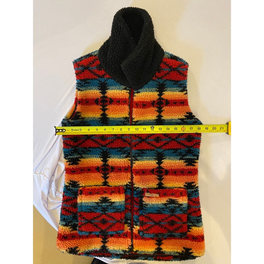 Powder River Outfitters Aztec Fleece Vest Southwestern Sherpa Pockets |P1 - Picture 3 of 6